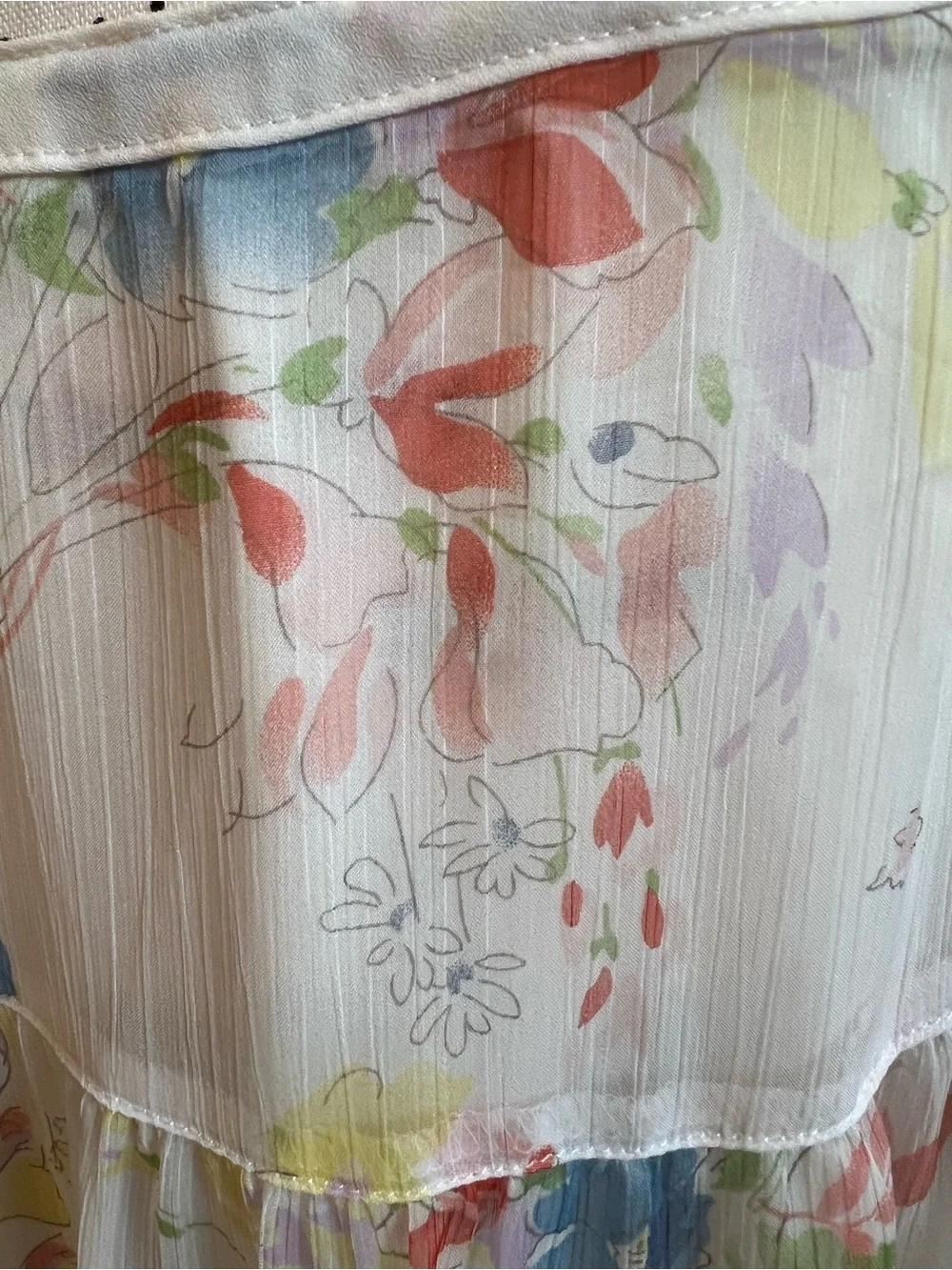 NWT Lauren Ralph Lauren Pauldina White Multi Floral Chiffon Maxi Skirt 6